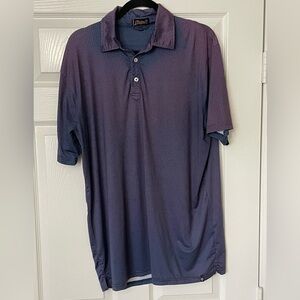 Rafter C Geometric Print Performance Polo - Men’s M - Blue Red - Stretch Golf